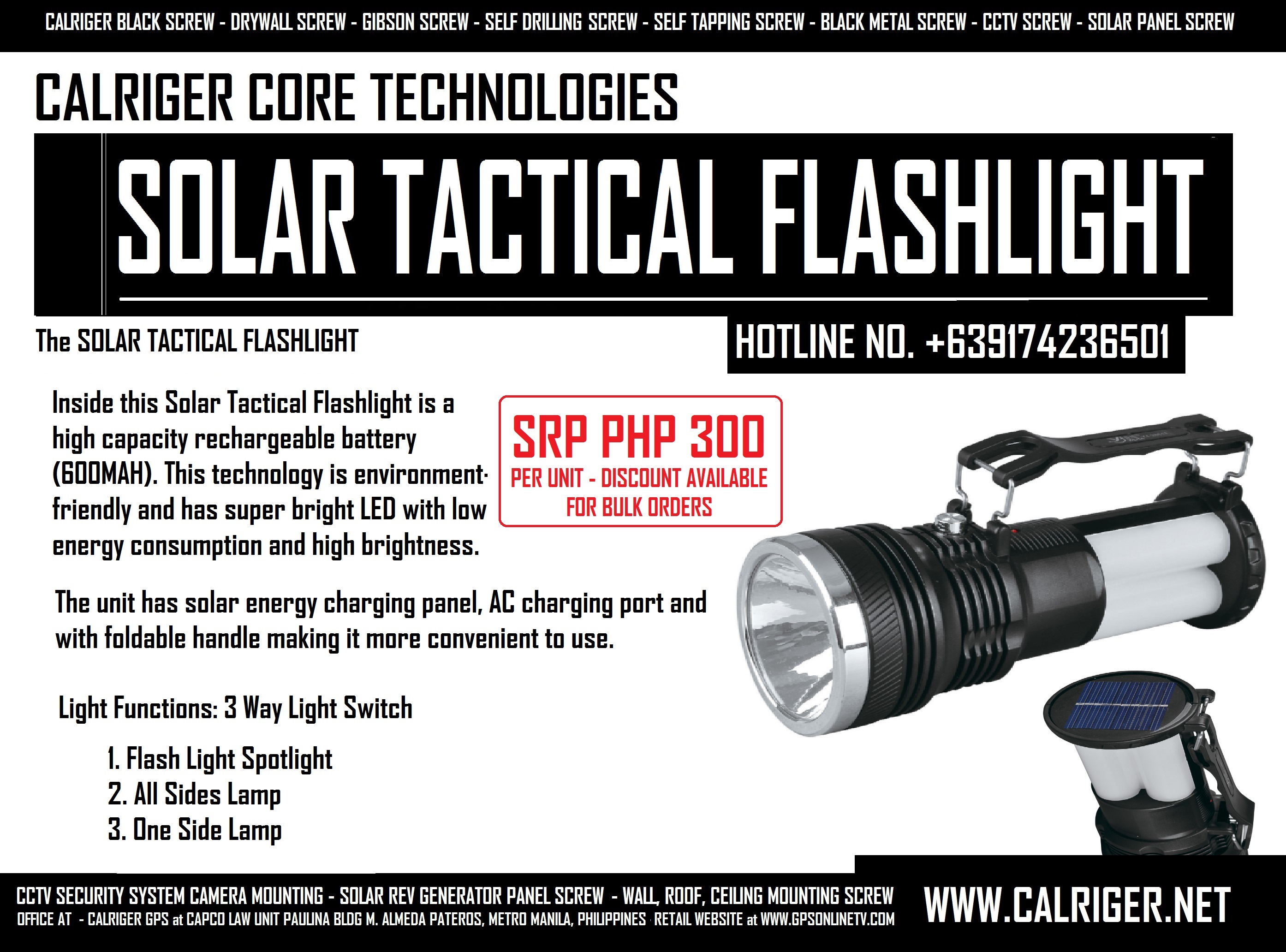 Solar Tactical Flashlight